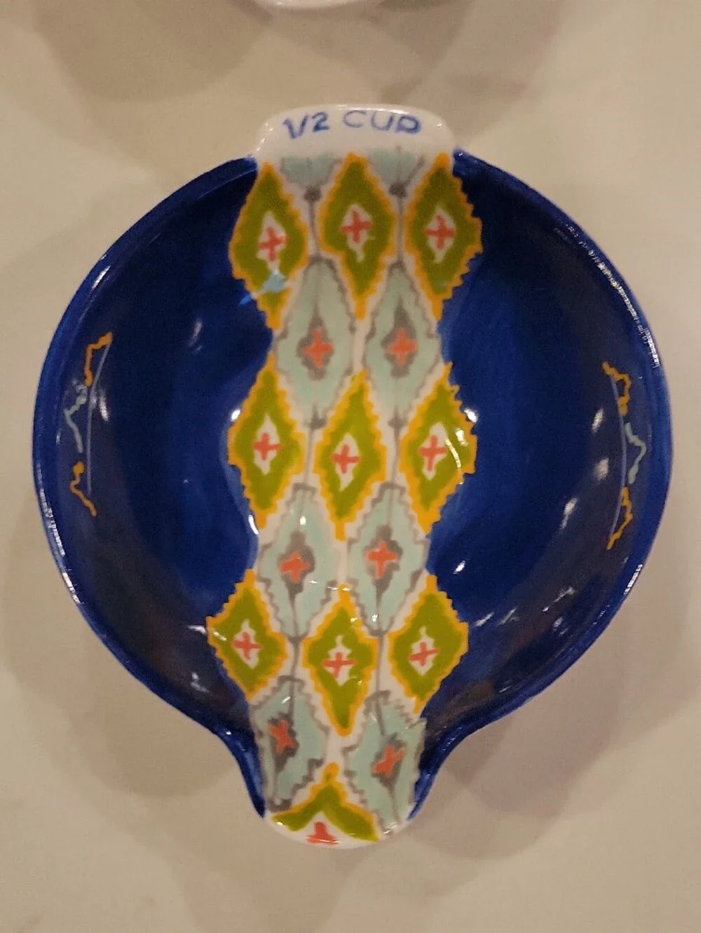 Anthropologie Multicolor Geometric Ceramic Measuring Cups